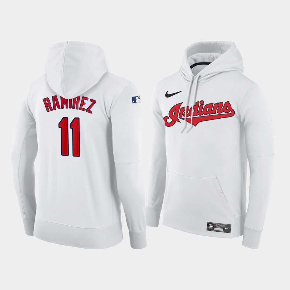 Men Cleveland Indians 11 Ramirez white home hoodie 2021 MLB Nike Jerseys